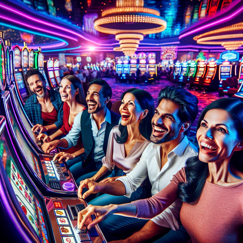 Happy players enjoying slot games